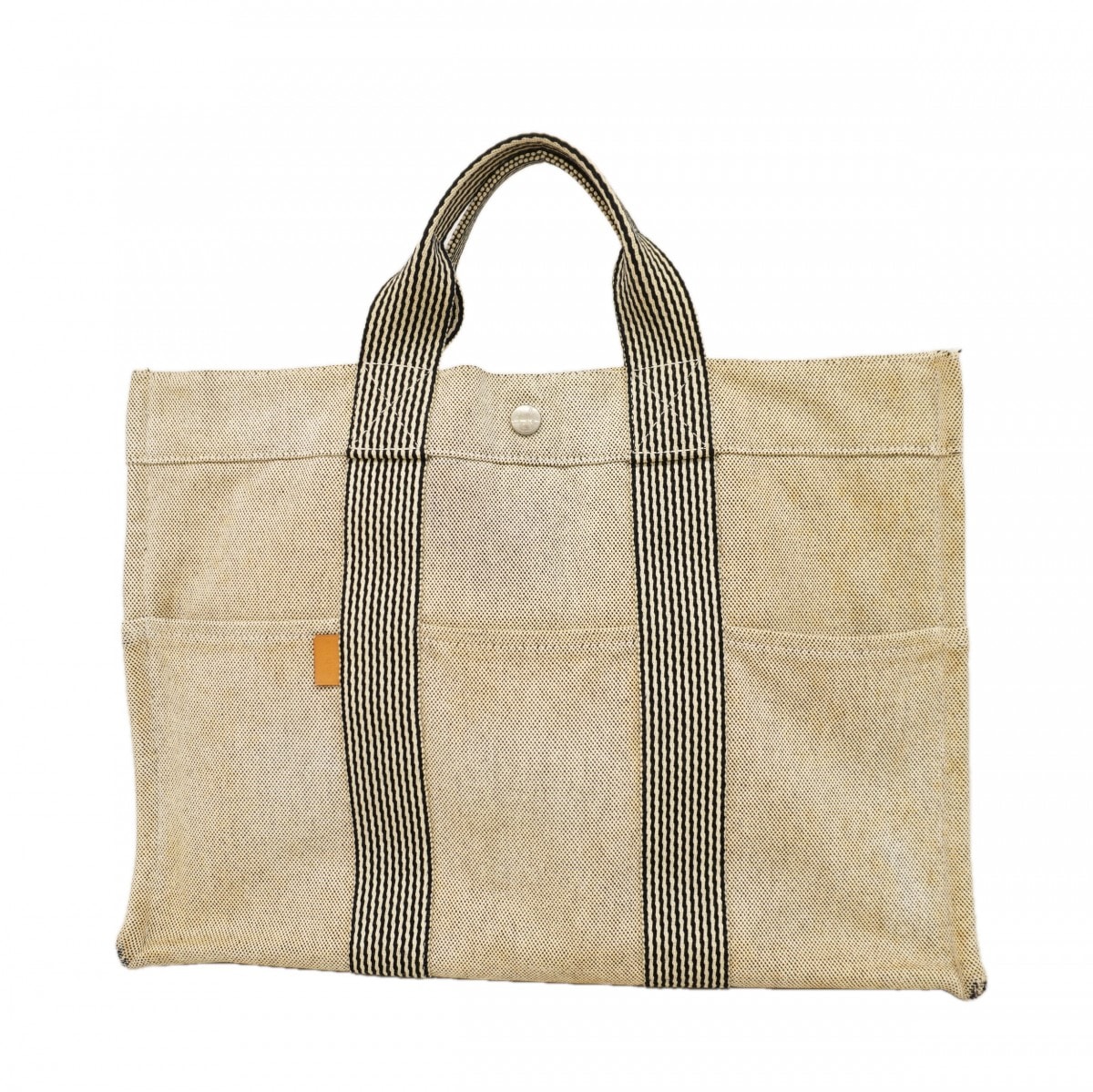 ★SALE【6dc3863】エルメス トートバッグ ニューフールトゥ キャンバス グレー シルバー金具【中古】メンズ レディース ユニセックス