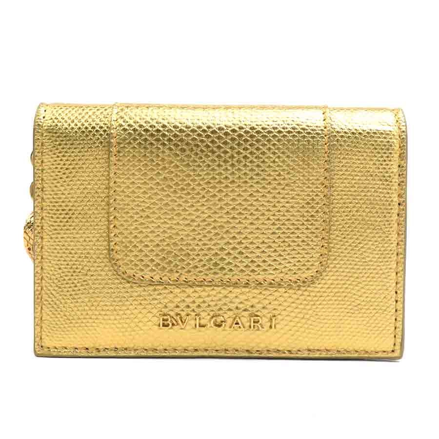 ブルガリ BVLGARI カードケース セルペンティ 型押しレザー/メタル ゴールド ユニセックス【中古】 e61384j