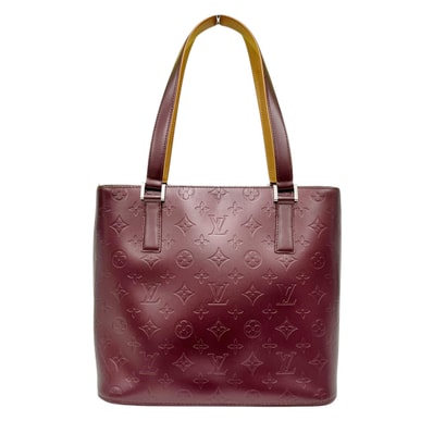 LOUIS VUITTON 美品 ルイヴィトン ストックトン モノグラムマット ヴィオレ ハンドバッグ M55116 レザー LM0092 ワインレッド トートバッグ ヴィンテージ Y2K ユニセックス ヴィトン LV ABランク 鑑定済 中古 ヴィトンバッグ