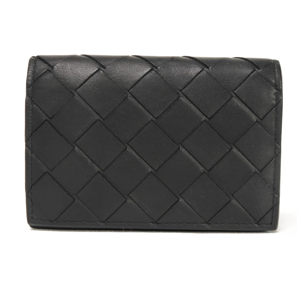 BOTTEGAVENETA ボッテガヴェネタ ビジネス カードホルダー カーフ フラップ パスケース 名刺入れ コンパートメント 二つ折り RFID ICチップ マキシ イントレチャート ブラック カードケース 605720 VCPQ3 8803