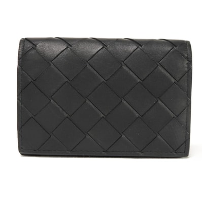 BOTTEGAVENETA ボッテガヴェネタ ビジネス カードホルダー カーフ フラップ パスケース 名刺入れ コンパートメント 二つ折り RFID ICチップ マキシ イントレチャート ブラック カードケース 605720 VCPQ3 8803