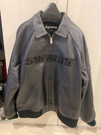Supreme Silver Surfer Leather Varsity Jacket "Black"