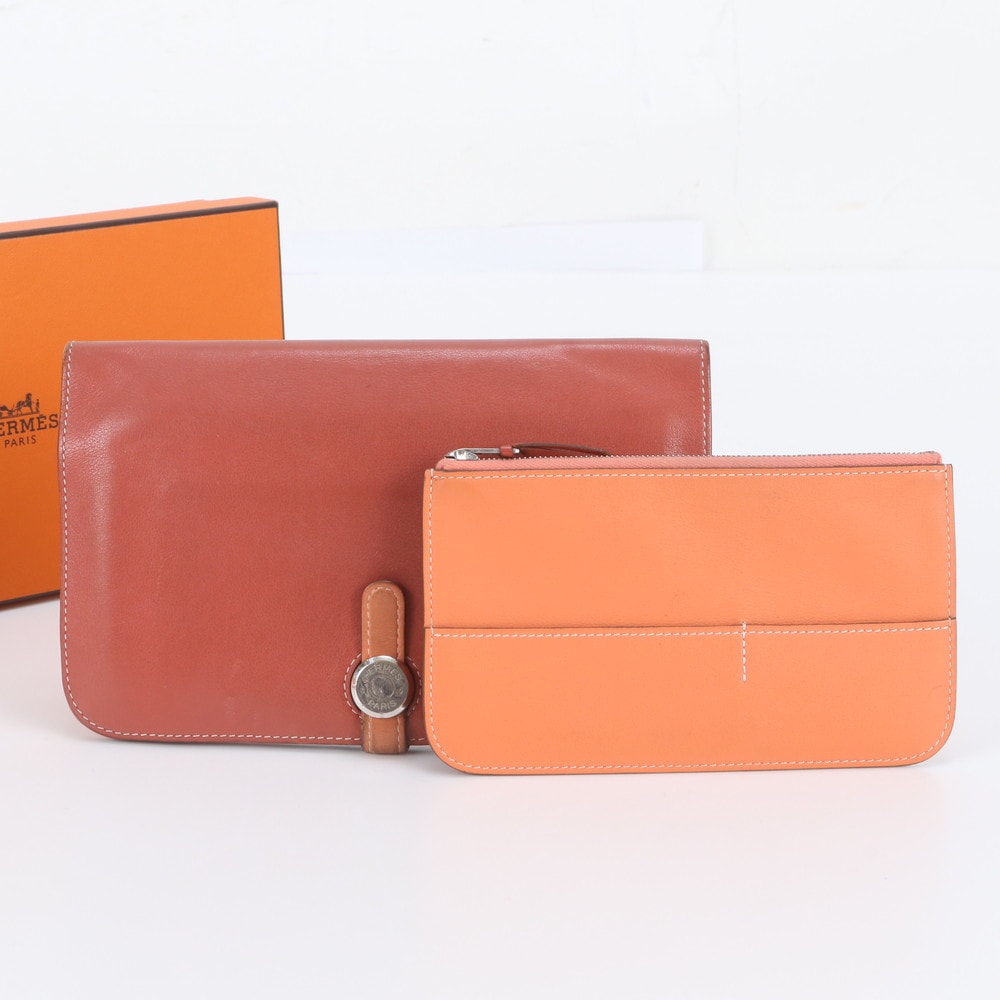 ■美品 エルメスドゴン デュオ □Q 刻印長財布 レザー