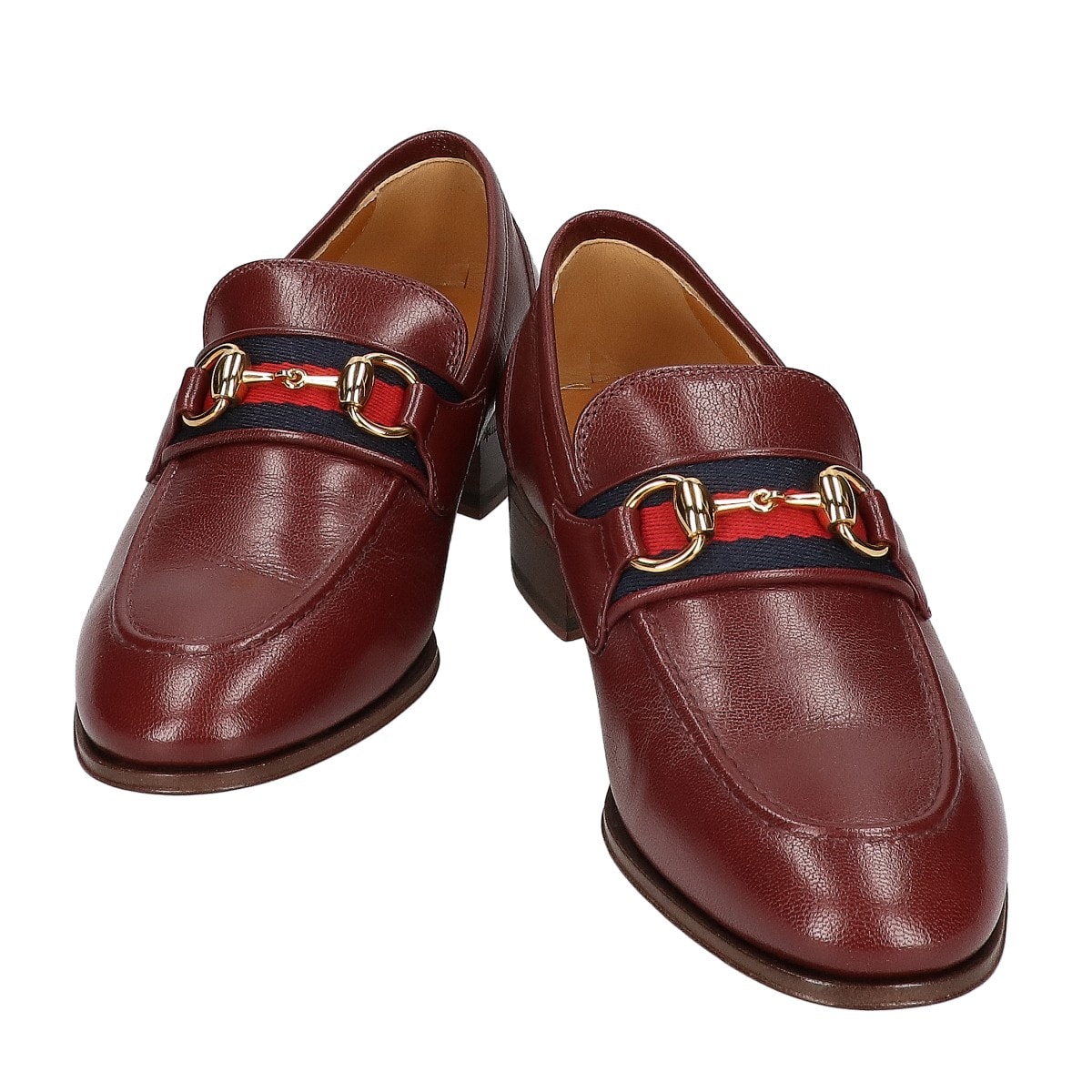 グッチ 【美品】660819 ウェブライン ホースビット レザー ローファー 36 1/2