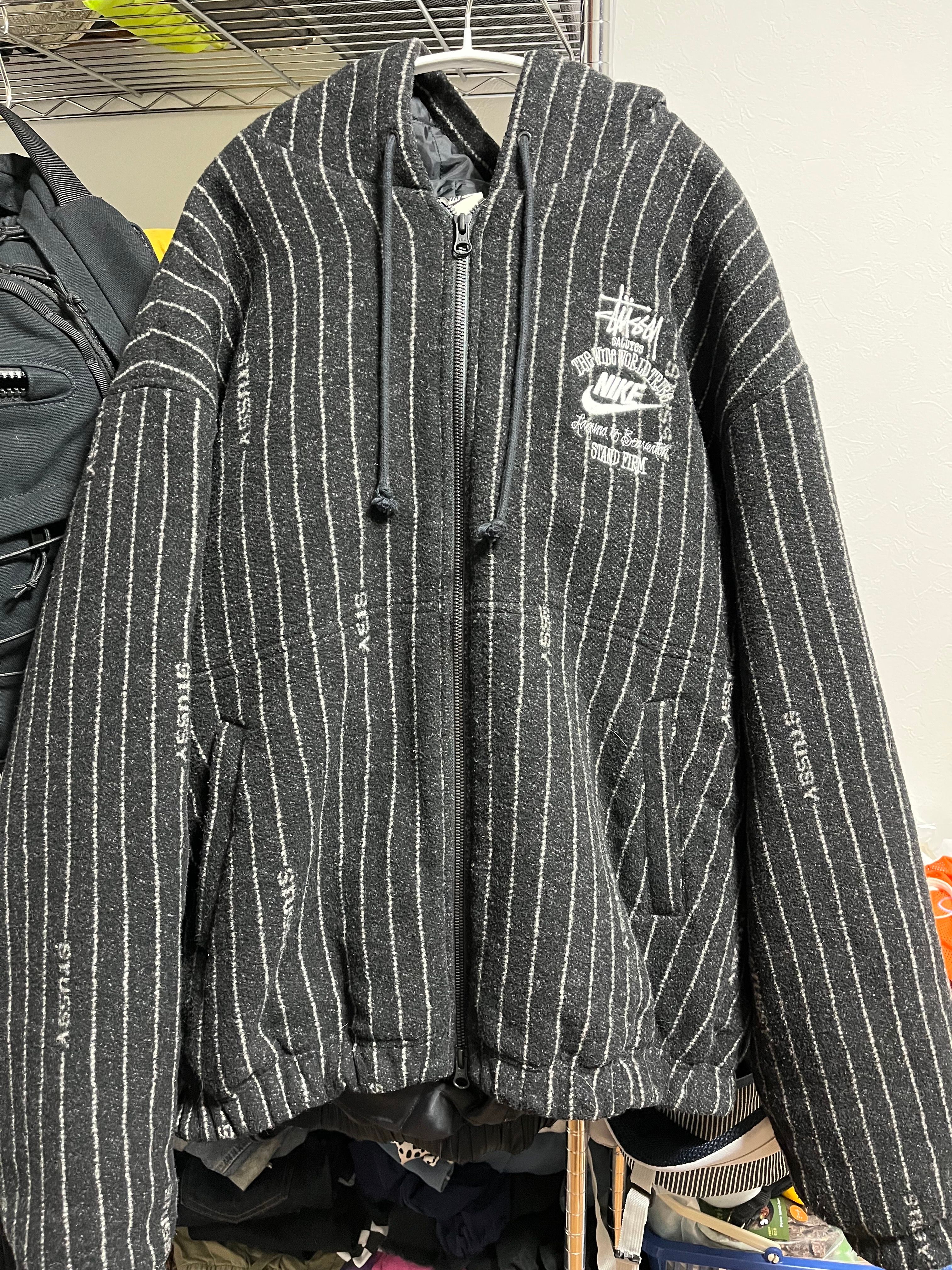 Stussy x Nike Striped Wool Jacket "Black"