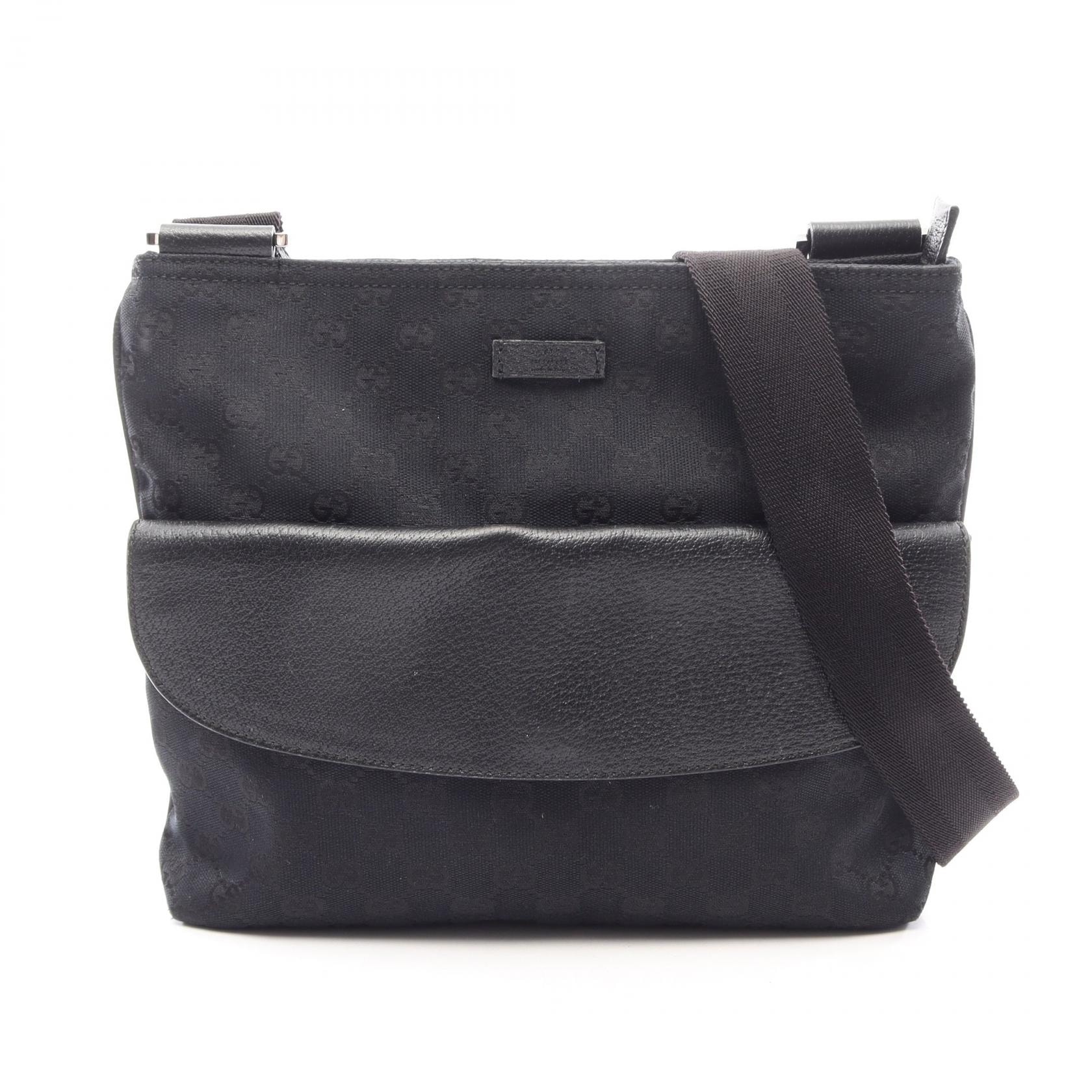 グッチ GUCCI GGキャンバス ショルダーバッグ バッグ キャンバス レザー レディース ブラック系 256100 【中古】