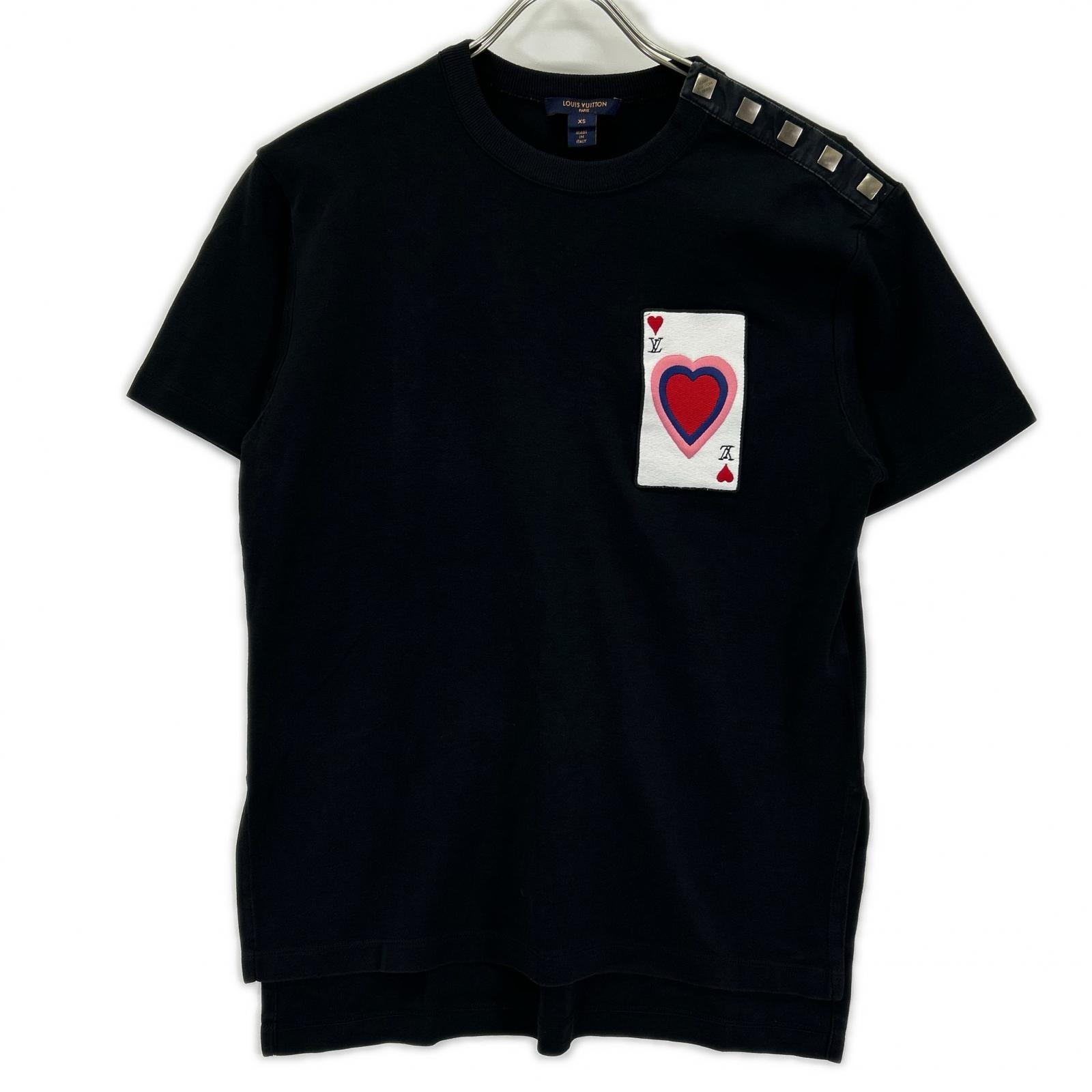 ルイヴィトン RW211A UOL FKLS99 トランプ刺繍 ショルダーパッチ Tシャツ XS