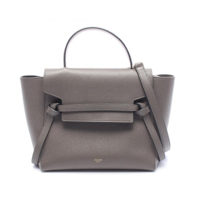 セリーヌ CELINE BELT BAG MICRO ベルトバッグ マイクロ 2WAY ハンドバッグ バッグ レザー レディース グレー系 【中古】