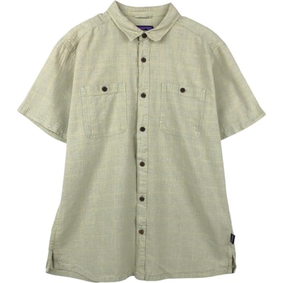 古着 パタゴニア Patagonia バックステップシャツ 53139SP23 チェック柄 半袖 コットン×ヘンプシャツ ボックスシャツ メンズL相当/eaa659109