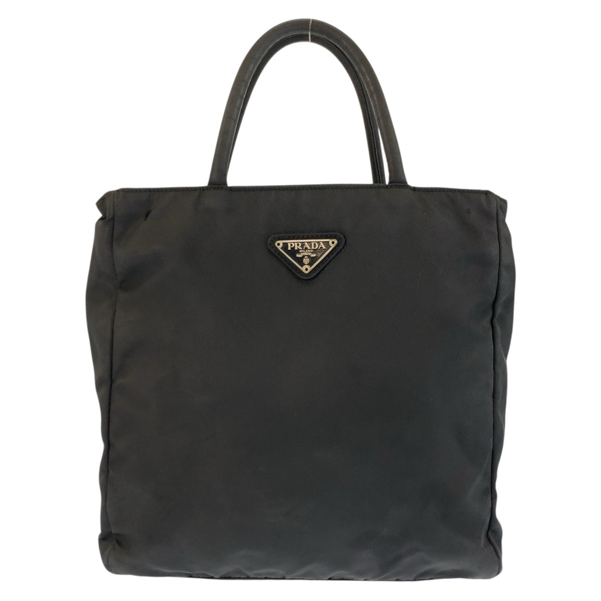 PRADA プラダ テスート 三角ロゴプレート ブラック 黒 シルバー金具 ナイロン トートバッグ ハンドバッグ 603570 【中古】