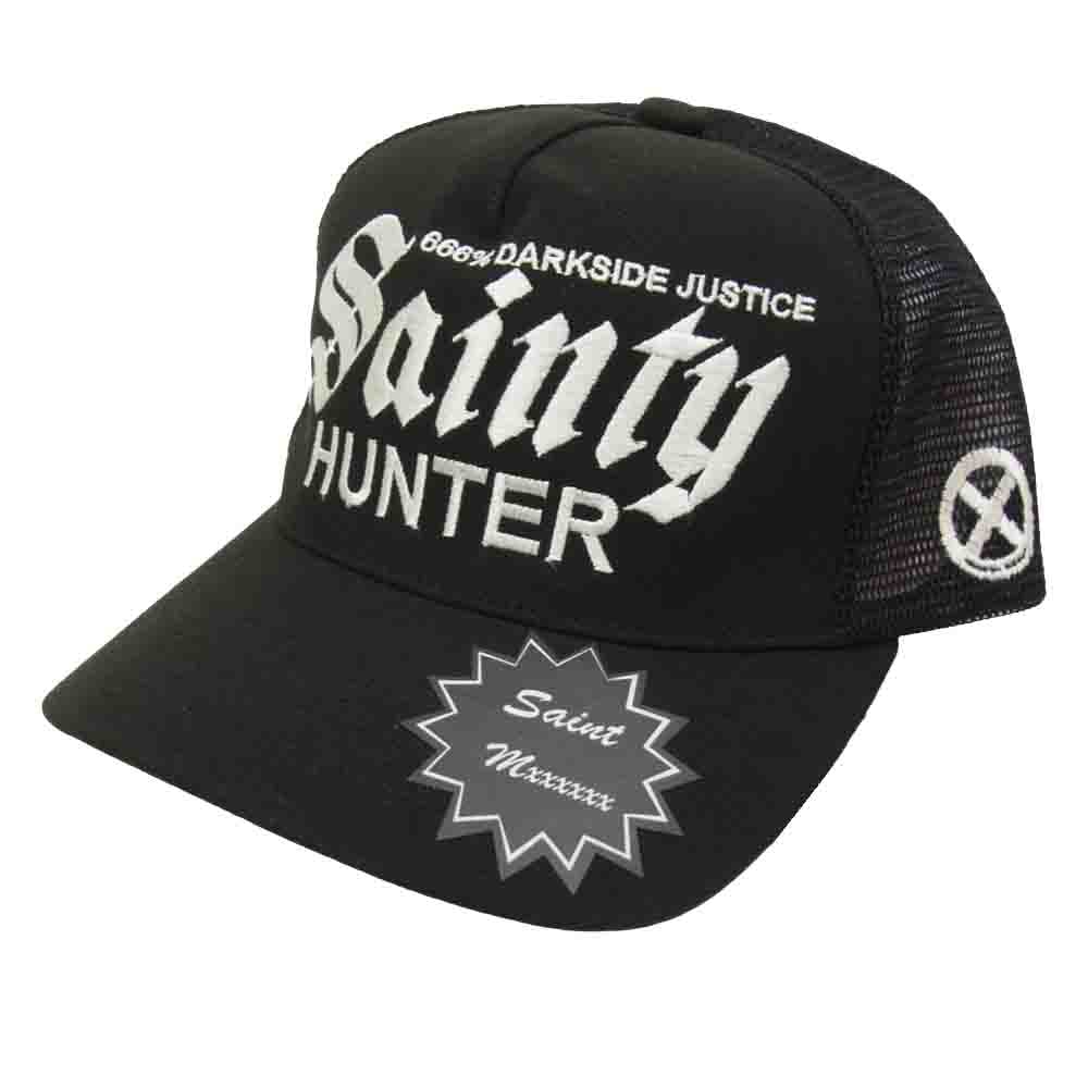 SAINT MICHAEL セントマイケル 26SS SM-MK8-0000-C37 x BOUNTY HUNTER バウンティーハンター MESH CAP 刺繍 メッシュキャップ スナップバック 帽子 ブラック系【極上美品】【中古】