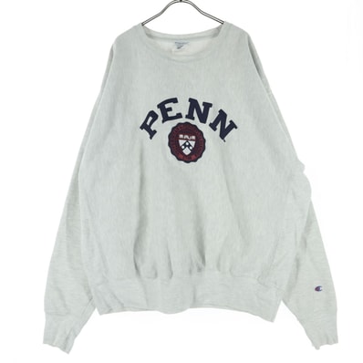 Champion チャンピオン 青単復刻 カレッジプリント 長袖 リバースウィーブ トレーナー 2XL ホワイト スウェット REVERSE