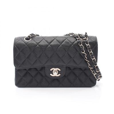 シャネル CHANEL マトラッセ Wフラップ ショルダーバッグ バッグ キャビアスキン(グレインドカーフ) レディース ブラック系 【中古】