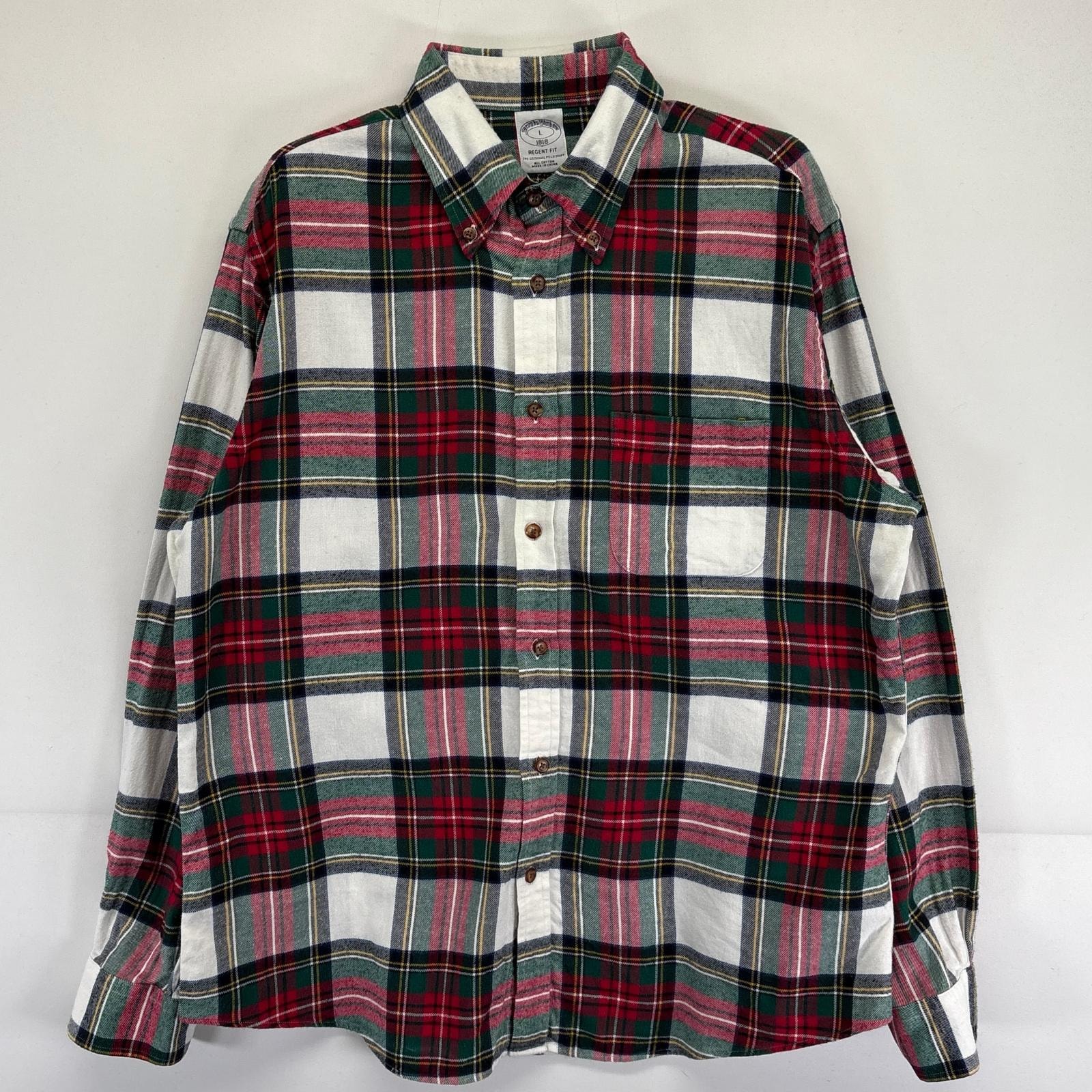古着 ブルックスブラザーズ Brooks Brothers 長袖シャツ チェック柄 1818 無地 ポケット  L  レッド メンズ