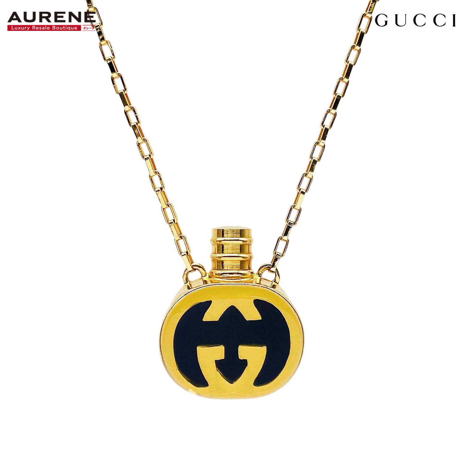 GUCCI グッチ パフュームボトル インターロッキング GG ネックレス
 ペンダント オールド メタル 樹脂系 ゴールド ユニセックス
 【中古】