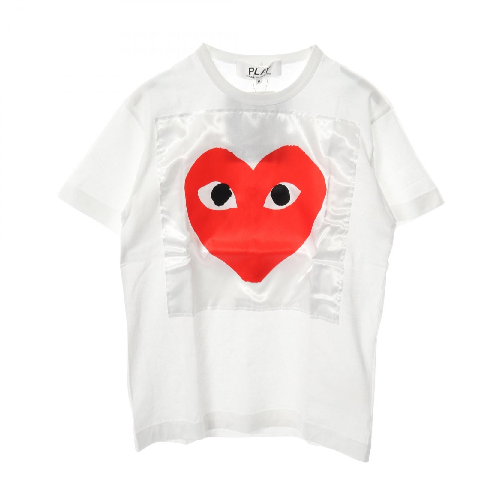プレイコムデギャルソン PLAY COMME des GARCONS LOVE IS TENDER カットソー 衣料品 トップス コットン ポリエステル メンズ レディース ホワイト系 / レッド系 【中古】