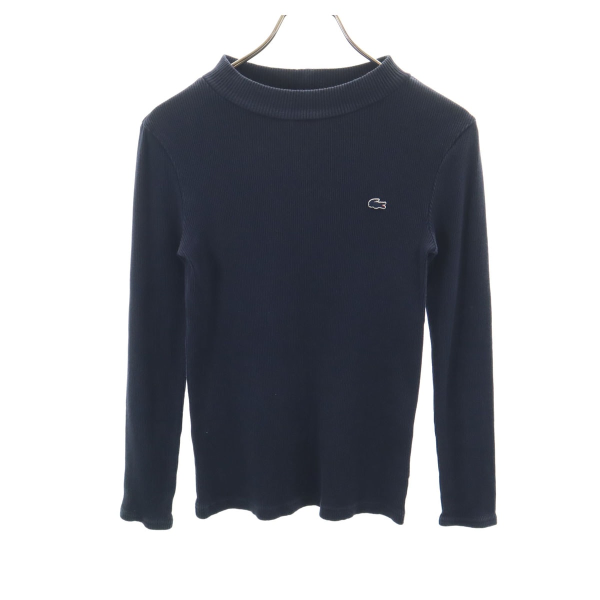 LACOSTE ラコステ 日本製 長袖 リブ ニット 36 ネイビー