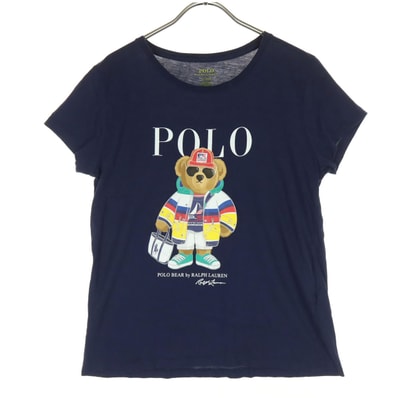 POLO RALPH LAUREN ポロラルフローレン フロントプリント クマ 半袖 Tシャツ M ネイビー