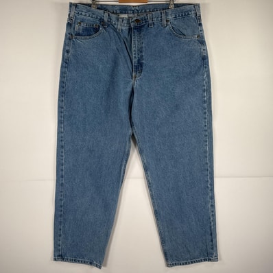 古着 カーハート Carhartt デニムパンツ ジーパン 5ポケット ワンポイント ロゴ ワークパンツ テーパード 大きいサイズ w44 L30 ブルー メンズ