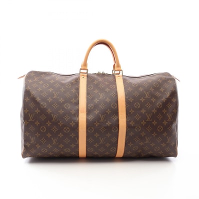 ルイ・ヴィトン LOUIS VUITTON キーポル55 ボストンバッグ バッグ PVCコーティングキャンバス レザー モノグラム メンズ レディース ブラウン系 M41424 【中古】