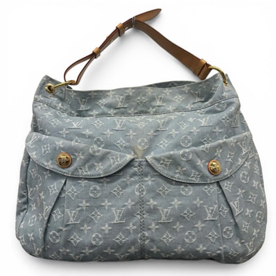 LOUIS VUITTON 希少 ルイヴィトン デイリーGM モノグラムデニム ショルダーバッグ M40492 デニム レザー FO1161 ライトブルー ワンショルダー セミショルダー Y2K ヴィトン LV ABランク 中古 鑑定済