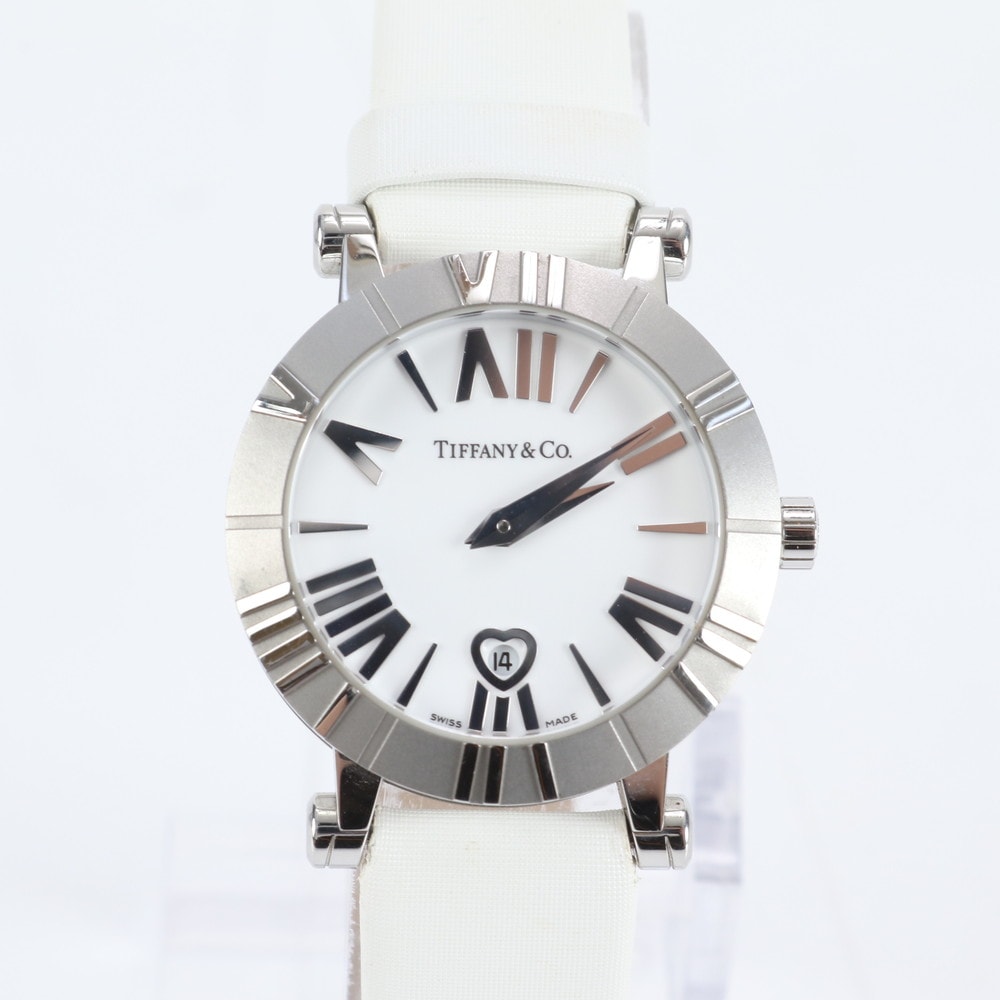 ■美品 ティファニー アトラス ハート デイト クォーツ腕時計
