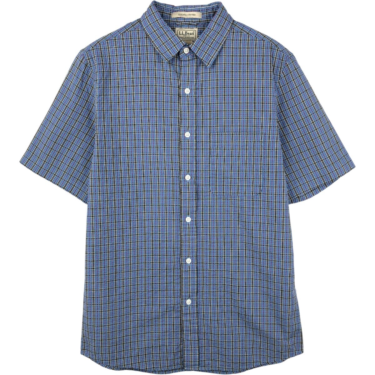 古着 90~00年代 エルエルビーン L.L.Bean SLIGHTLY FITTED シアサッカー 半袖 コットン チェックシャツ メンズS相当 ヴィンテージ/eaa660981