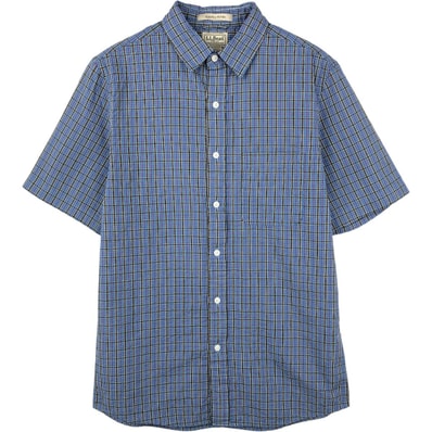 古着 90~00年代 エルエルビーン L.L.Bean SLIGHTLY FITTED シアサッカー 半袖 コットン チェックシャツ メンズS相当 ヴィンテージ/eaa660981