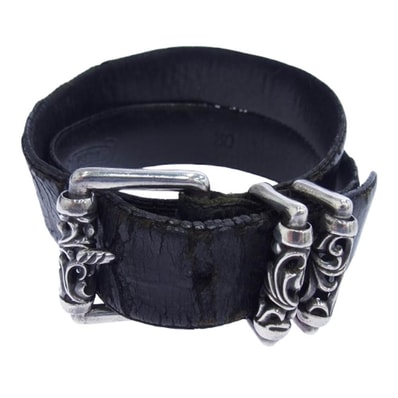 Chrome Hearts 3PC 1.5 Roller Leather Belt "Black/Silver"