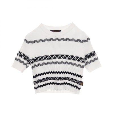 ルイ・ヴィトン LOUIS VUITTON リブ ニット 衣料品 トップス コットン レディース ホワイト系 / ブラック系 【中古】