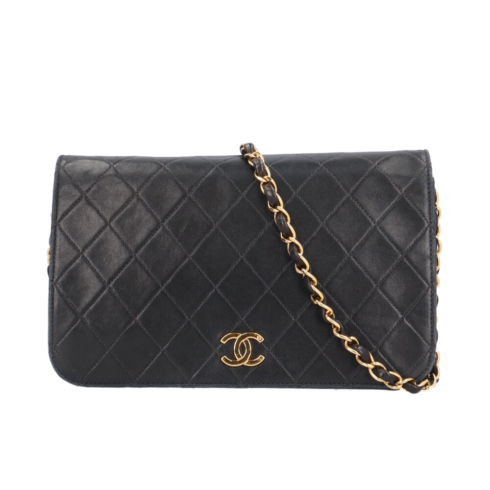 シャネル マトラッセ ショルダーバッグ ラムスキン ブラック レディース CHANEL 中古