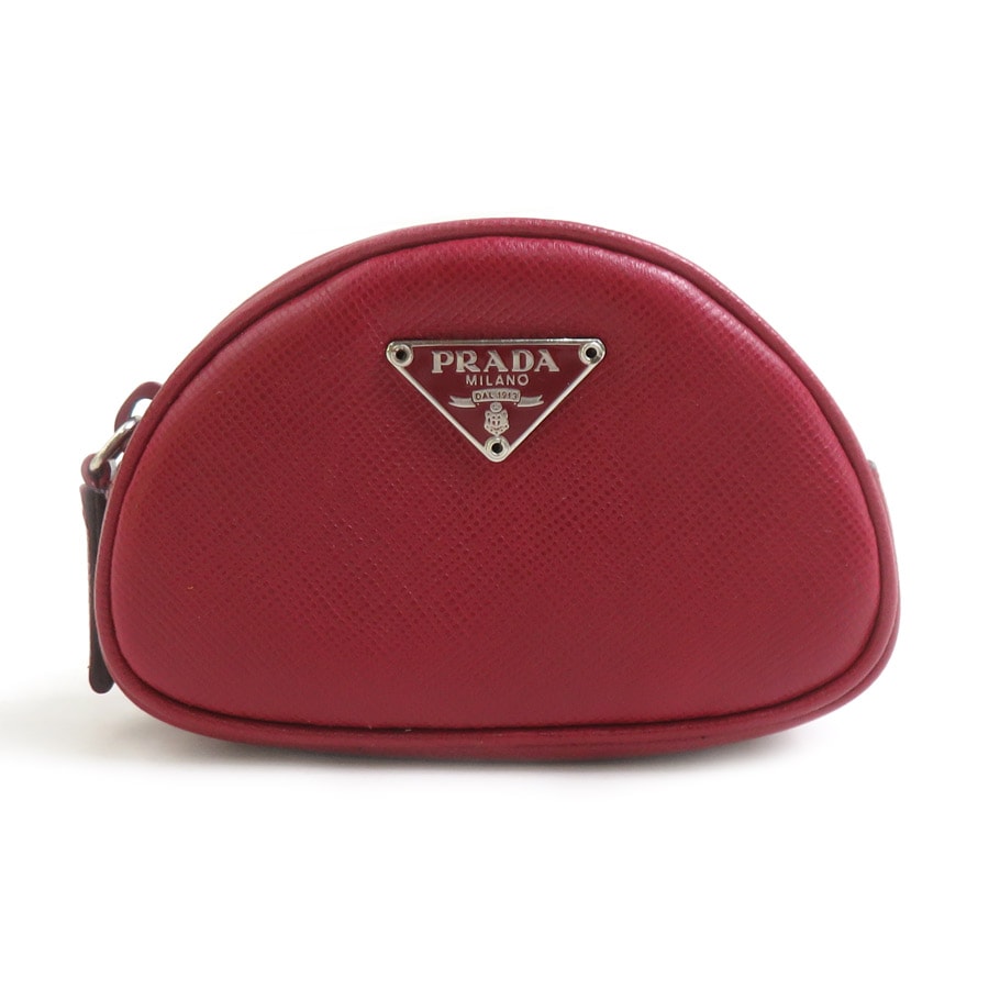 プラダ PRADA ポーチ レザー レッド レディース【中古】 h32441a