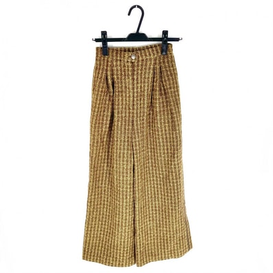 CHANEL シャネル パンツ ツイード ボトムス ズボン アパレル ヴィンテージ 服 36 P09662V05905 ブラウン系 ガンメタル金具 ウール ナイロン シルク レディース 秋 冬 美品 1997年【中古品】