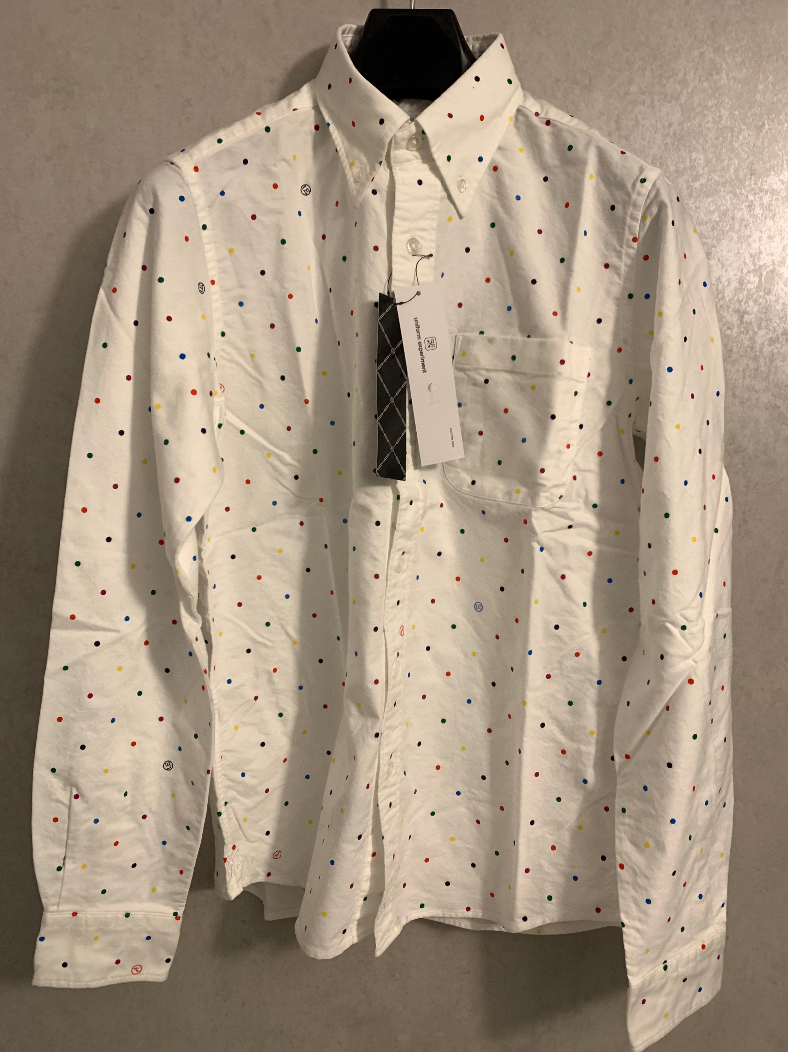 特価uniform experiment フラグメントUEドット柄シャツ白2