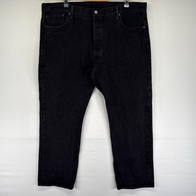 古着 リーバイス Levi's デニム パンツ 501 ストレート ボタンフライ ジーンズ ジーパン ワンポイント W42 L30 ブラック系 メンズ
