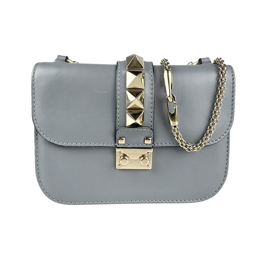 ヴァレンティノ ガラヴァーニ Valentino Garavani ショルダーバッグ レザー グレー レディース【中古】 z6752