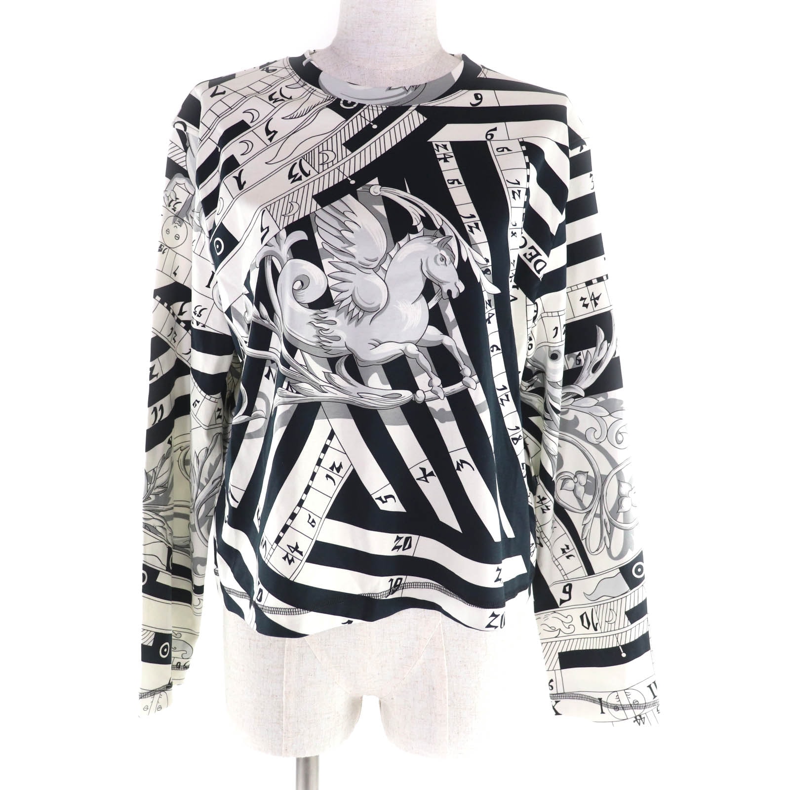 未使用品 エルメス トップス ホワイト ブラック 36 3H4601DA