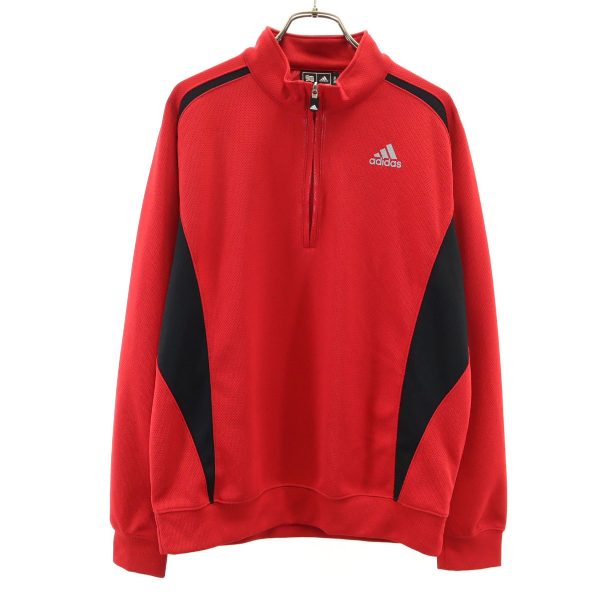 adidas アディダス ゴルフ 長袖 ハーフジップ ウェア M レッド メッシュ