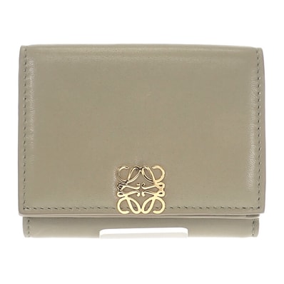 ロエベ LOEWE パファー アナグラムトライフォールド ウォレット C821TR2X10 三つ折り財布 シャイニーナパカーフスキン ユーカリグリーン ゴールド金具 レディース【中古】【Aランク】