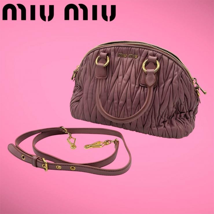 MIUMIU ミュウミュウ ショルダーバッグ マテラッセ レザー ピンク 2way ★中古品★