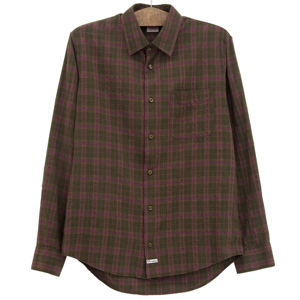 シーピーカンパニー チェック柄 ロングスリーブシャツ トップス メンズ パープル×ブラウン 3 36