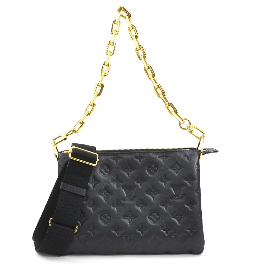ルイ ヴィトン LOUIS VUITTON ハンドバッグ ショルダーバッグ モノグラム エンボス クッサンPM レザー ブラック ゴールド レディース M57790【中古】 e62421k