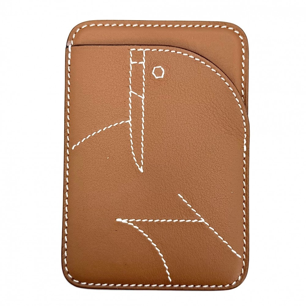 HERMES エルメス カードケース セイウチ マグセーフカードホルダー Walrus MagSafe 名刺入れ メンズ レディース B刻印 レザー ブラウン 茶 ユニセックス 美品 2023年【中古品】