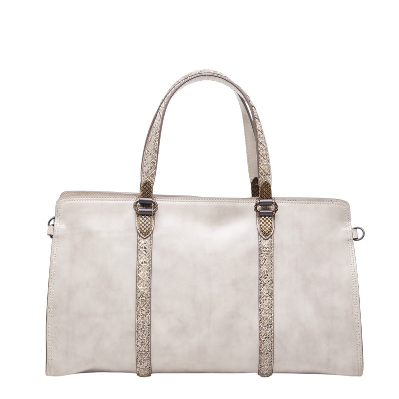 ボッテガヴェネタ イントレチャート ハンドバッグ アイボリー ベージュ ゴールド レザー レディース BOTTEGAVENETA 【中古】