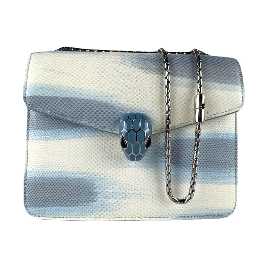 ブルガリ BVLGARI ショルダーバッグ セルペンティ フォーエバー レザー ブルー×ホワイト レディース【中古】 z8711