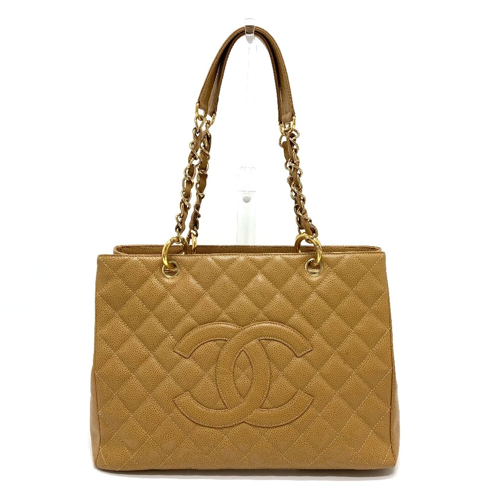 シャネル CHANEL マトラッセ A50995 CC ココマーク カバン GSTトート チェーン ショルダーバッグ トートバッグ キャビアスキン ベージュ