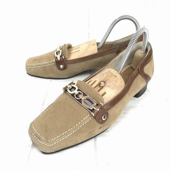 日本製★リーガル★スエード本革/ビットモカシン/パンプス【22.0/ベージュ】ローヒール/REGAL CLASS◆A-152