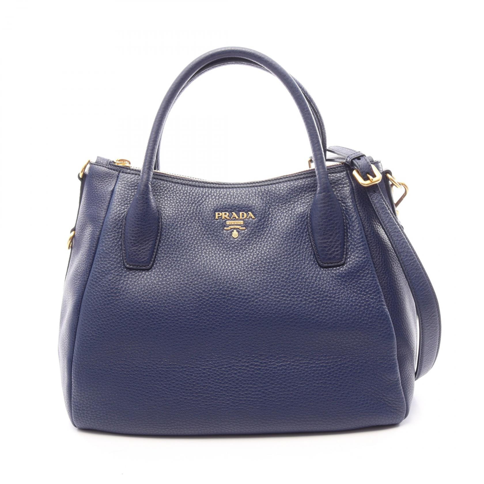 プラダ PRADA VIT DAINO 2WAY トートバッグ バッグ レザー レディース ネイビー系 BR4992 【中古】