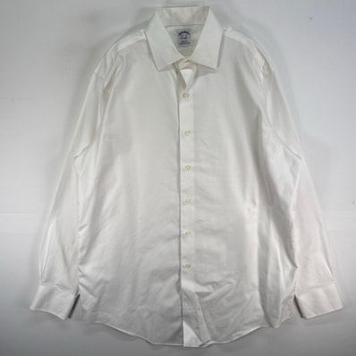 古着 ブルックスブラザーズ Brooks Brothers 長袖シャツ カラーステイ REGULAR FIT M ホワイト系 無地 メンズ