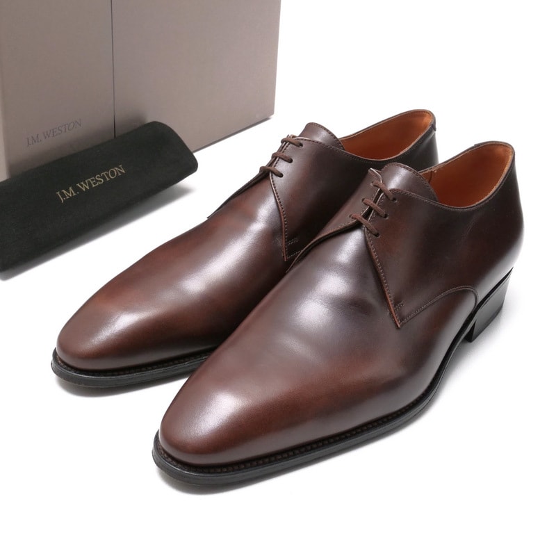 J.M WESTON ジェイエムウエストン 3 EYELETS DERBY コンティ ドレスシューズ サイズ7/E(UK)8E(US) ダービーシューズ 靴 437 ラストL2 フランス製 ブランド古着【中古】20250405/RA3945